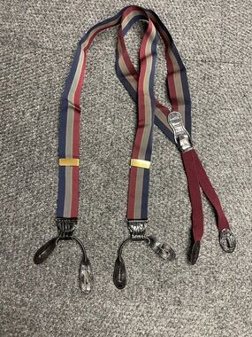 Martin Dingman braces suspenders maroon red navy blue brass black croc